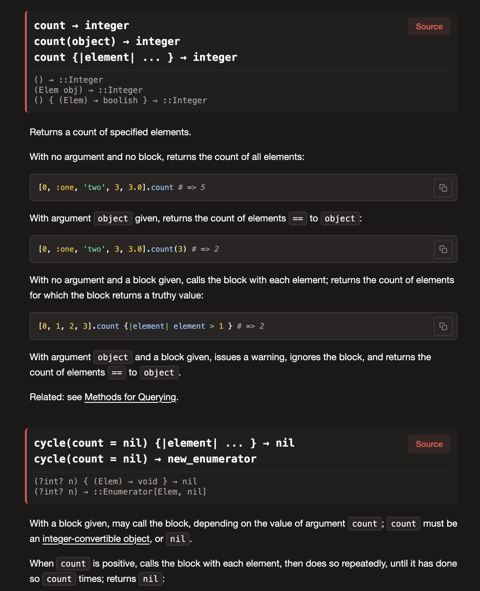 Ruby docs rendered with rbs signatures